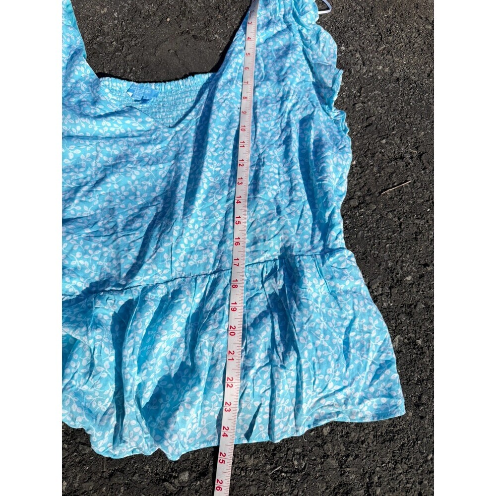 Draper James RSVP Light Blue Floral Ruffle Peplum Tank Top – Size XXL - Picture 7 of 8
